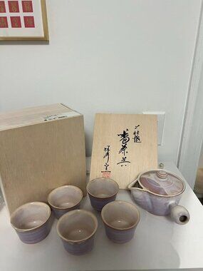 TES SET - Hagi yaki ware Japanese Yunomi Kyusu Tea pot
